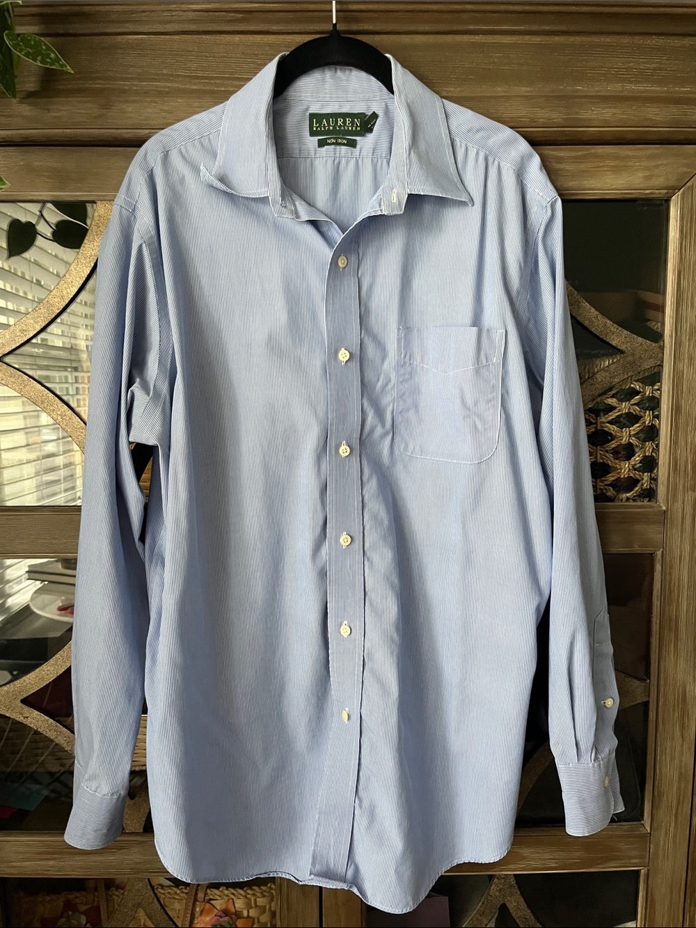 Lauren Ralph Lauren Light Blue/White Striped Cotton Dress Shirt